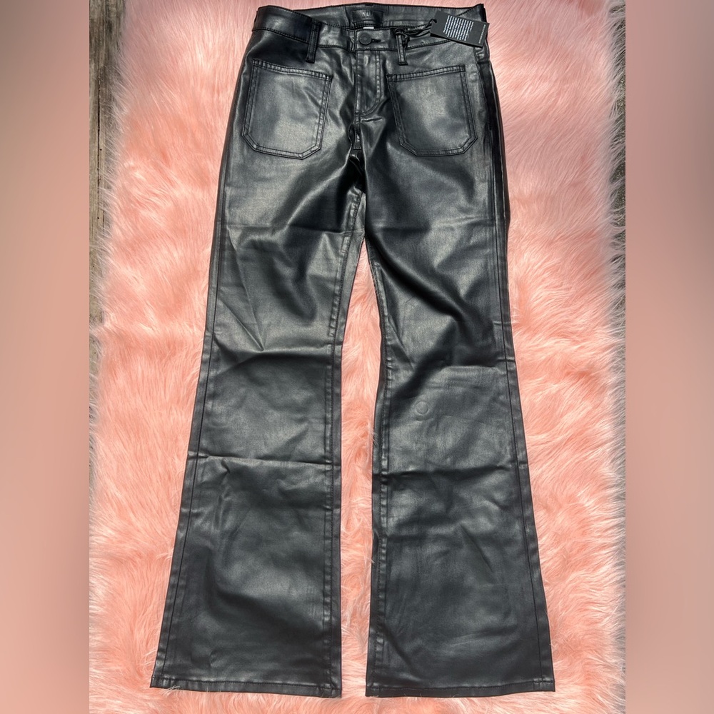 KUT from the cloth Black Faux Leather Flare Pants